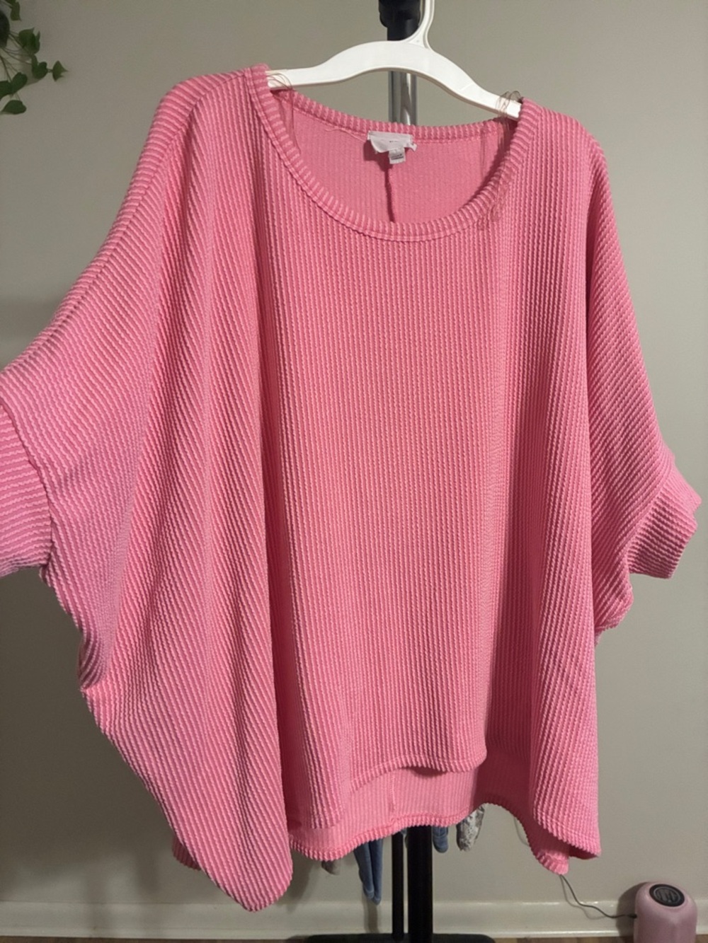 ANDREE BY UNIT Pink Ribbed Knit Dolman Sleeve Top